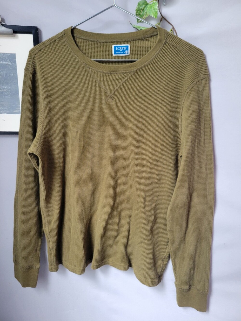 J. Crew Factory Long Sleeve Thermal Crew Neck Olive M
